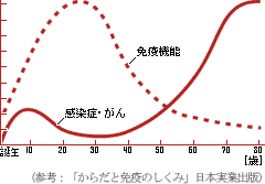 加齢と共に免疫機能は崩れる